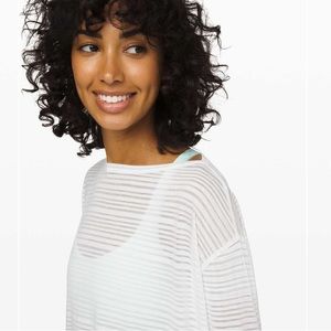 Lululemon Back in Action Long Sleeve *Sheer Luminous Stripe Burnout White
